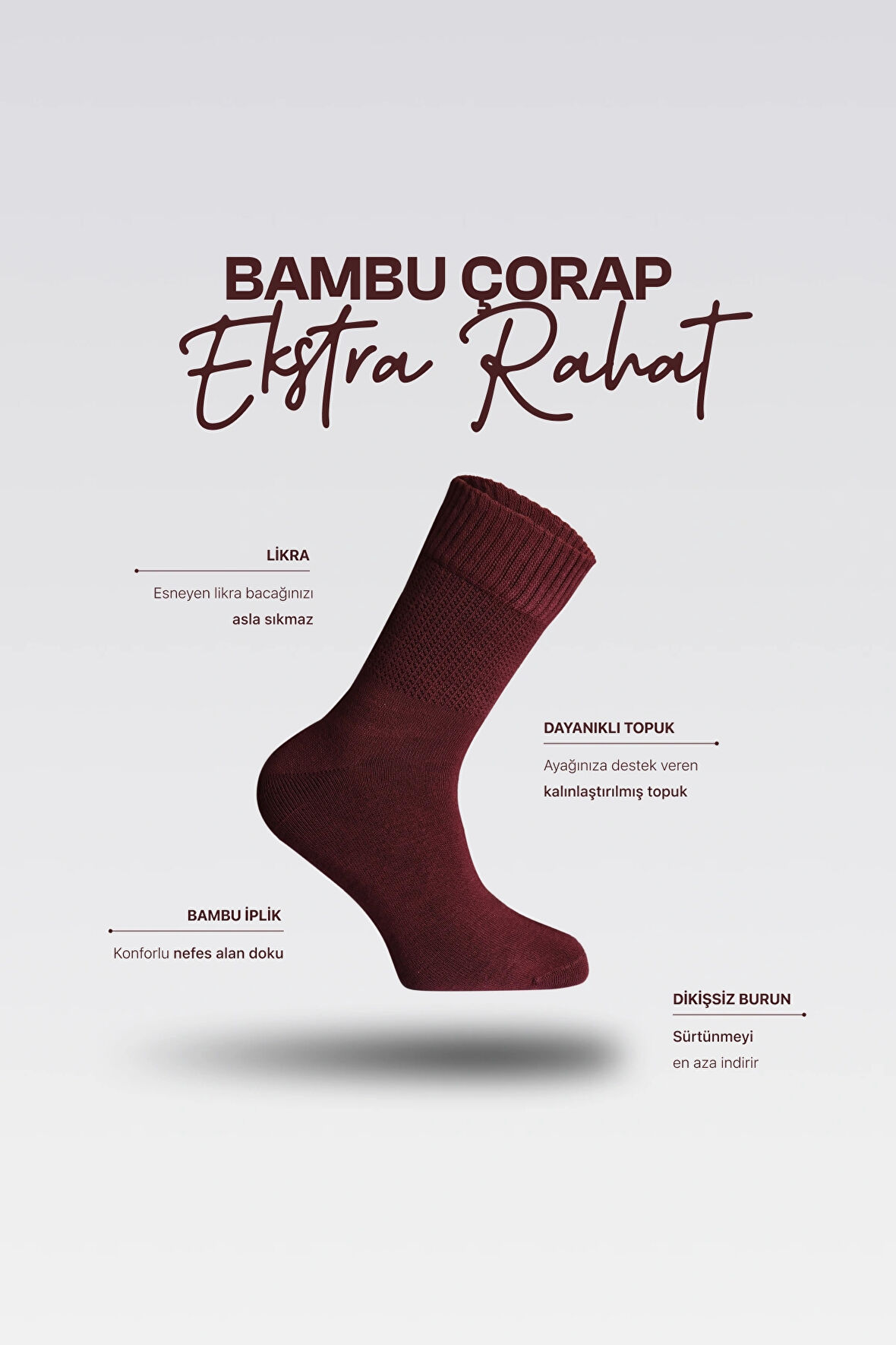Nova Socks Unısex Bambu Extra Rahat Günlük Çorap