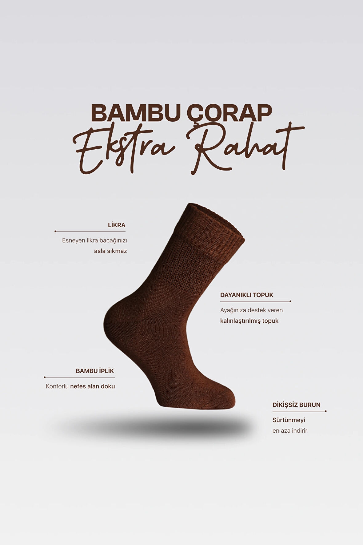 Nova Socks Unısex Bambu Extra Rahat Günlük Çorap