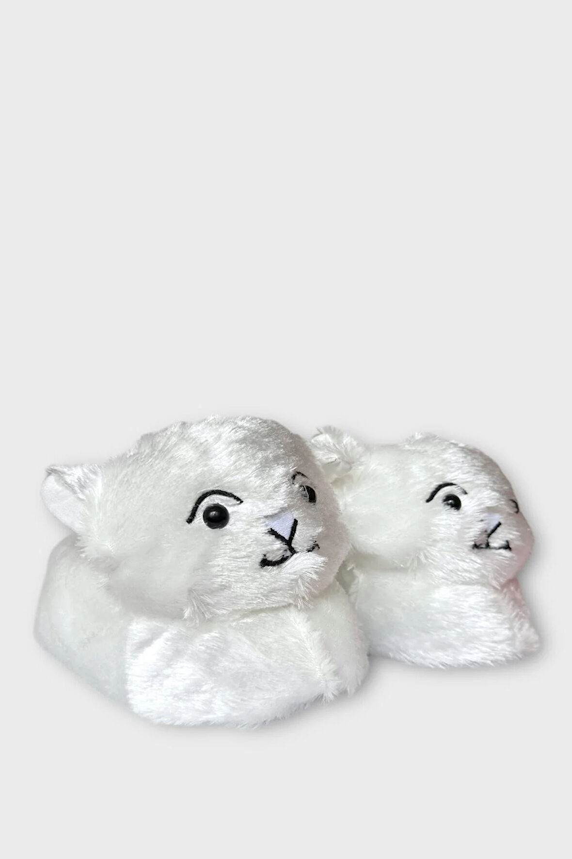 Kadın Sevimli Kedi Figürlü Peluş Panduf GRİ