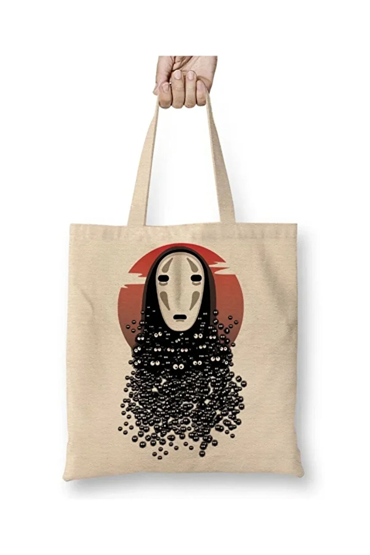 Spirited Away No Face Miyazaki Bez Çanta Uzun Saplı Alışveriş Çantası Plaj Çantası