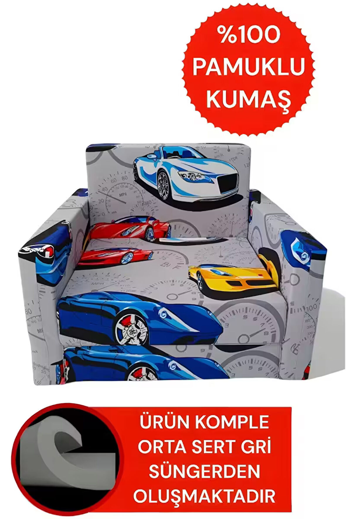 Çocuk Koltuğu Komple Sünger Katlanabilir Yataklı - Gri (0-6 YAŞ)