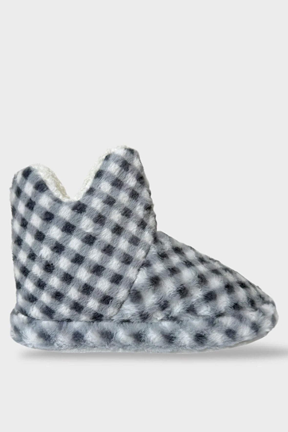 Kadın Piti Kareli Ev Botu Panduf SİYAH