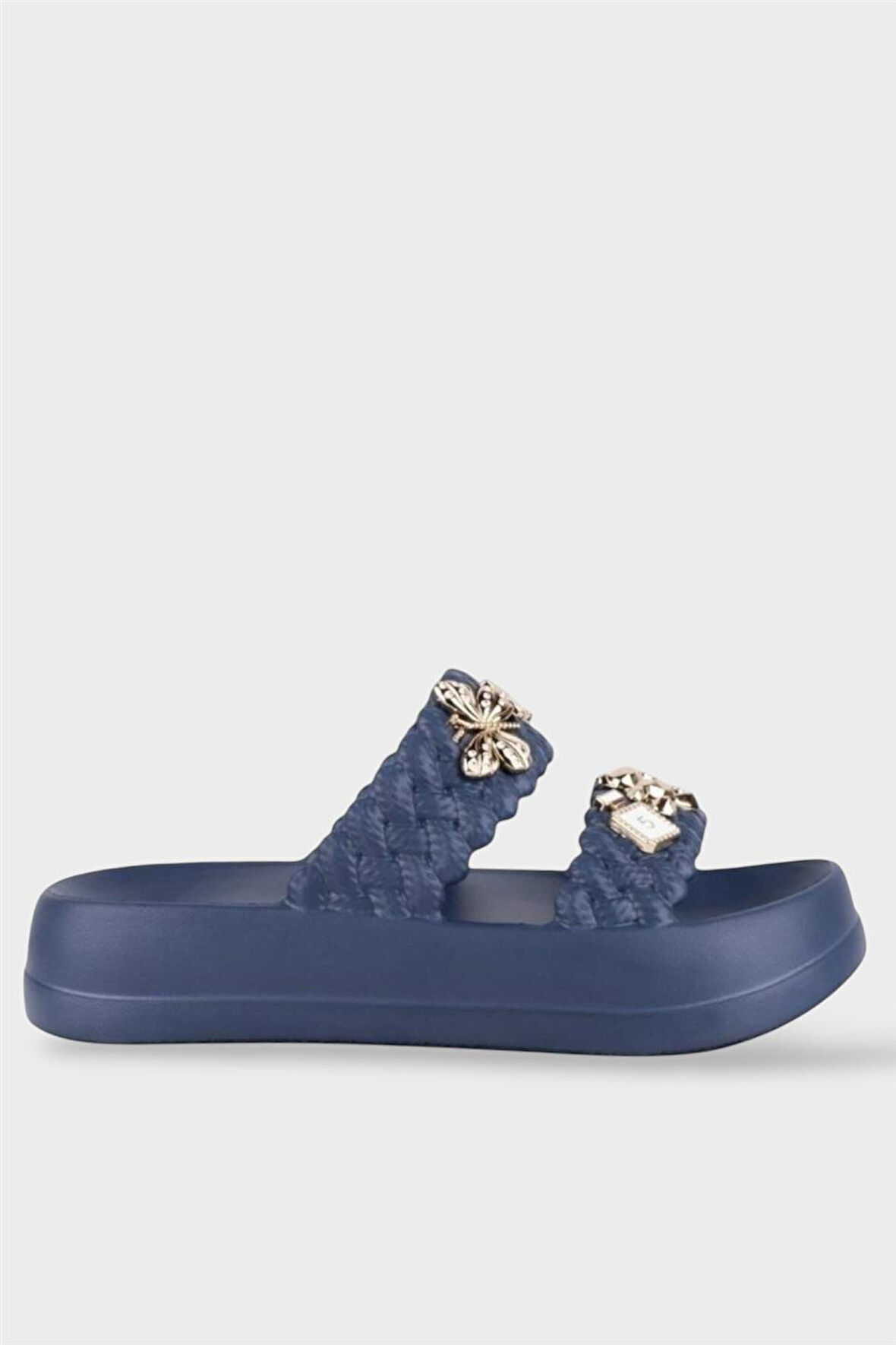 Kadın Taşlı Şık Rahat Konforlu Günlük Terlik LACİVERT