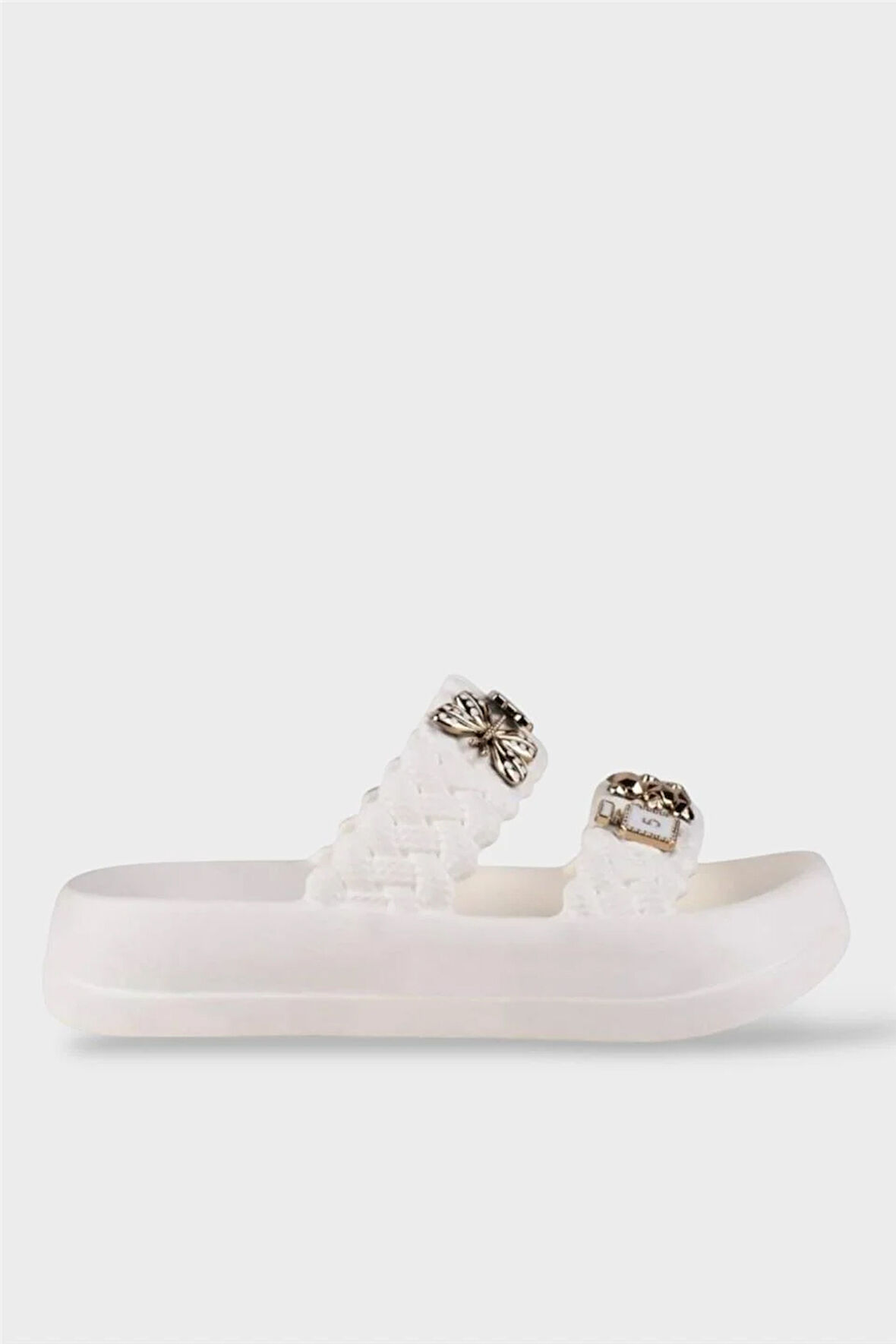 Kadın Taşlı Şık Rahat Konforlu Günlük Terlik BEYAZ