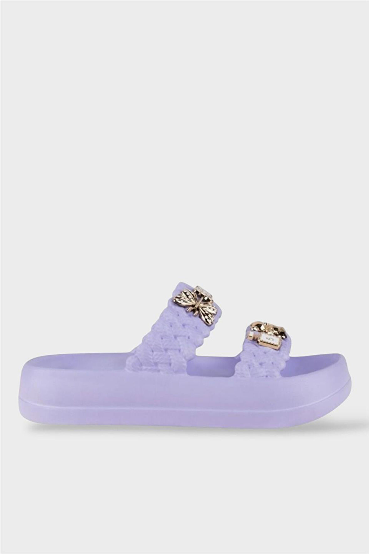 Kadın Taşlı Şık Rahat Konforlu Günlük Terlik Lila