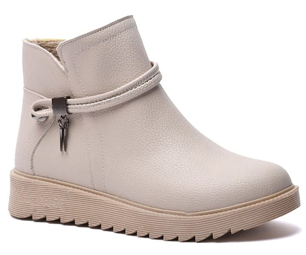 KUUM LONDON K1121001 Bej Fermuarlı Kadın Bot