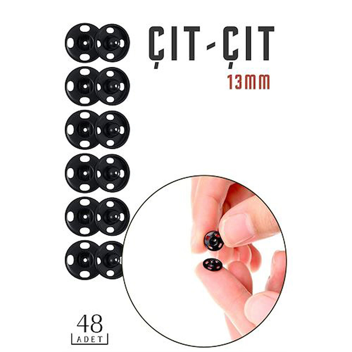  Metal ÇıtÇıt 13 mm 48 Adet NO:3