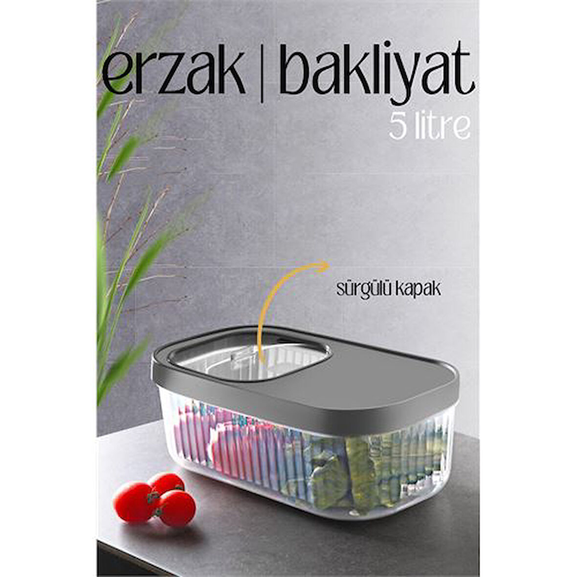 ModaCar MultiBox Erzak Bakliyat Kutusu Sürgülü Kapak 5 Litre