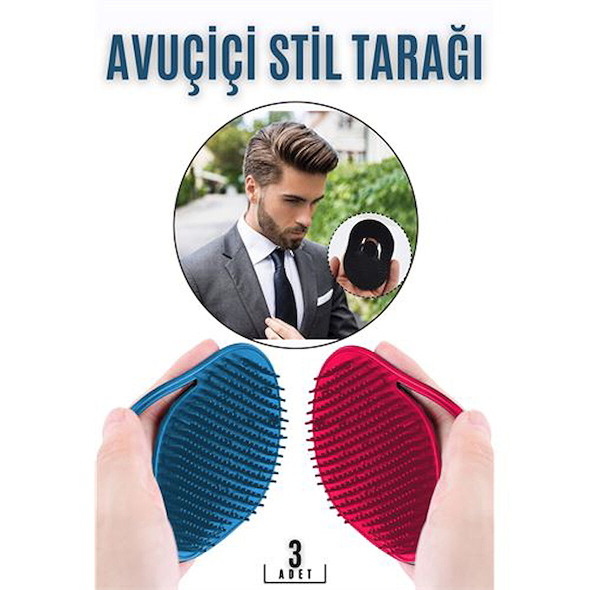 ModaCar Sakinleştirici Sakal Saç Stil Tarağı 3 lü Set Beretta Design