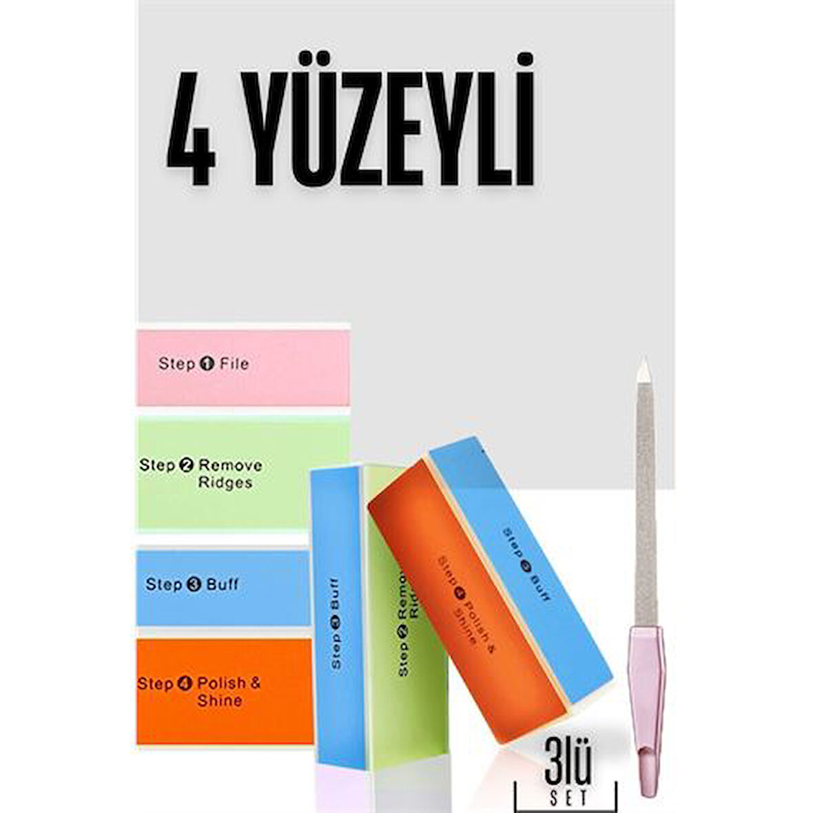  4 Yüzeyli Törpü ve Parlatma Blok Sünger 3 lü Set