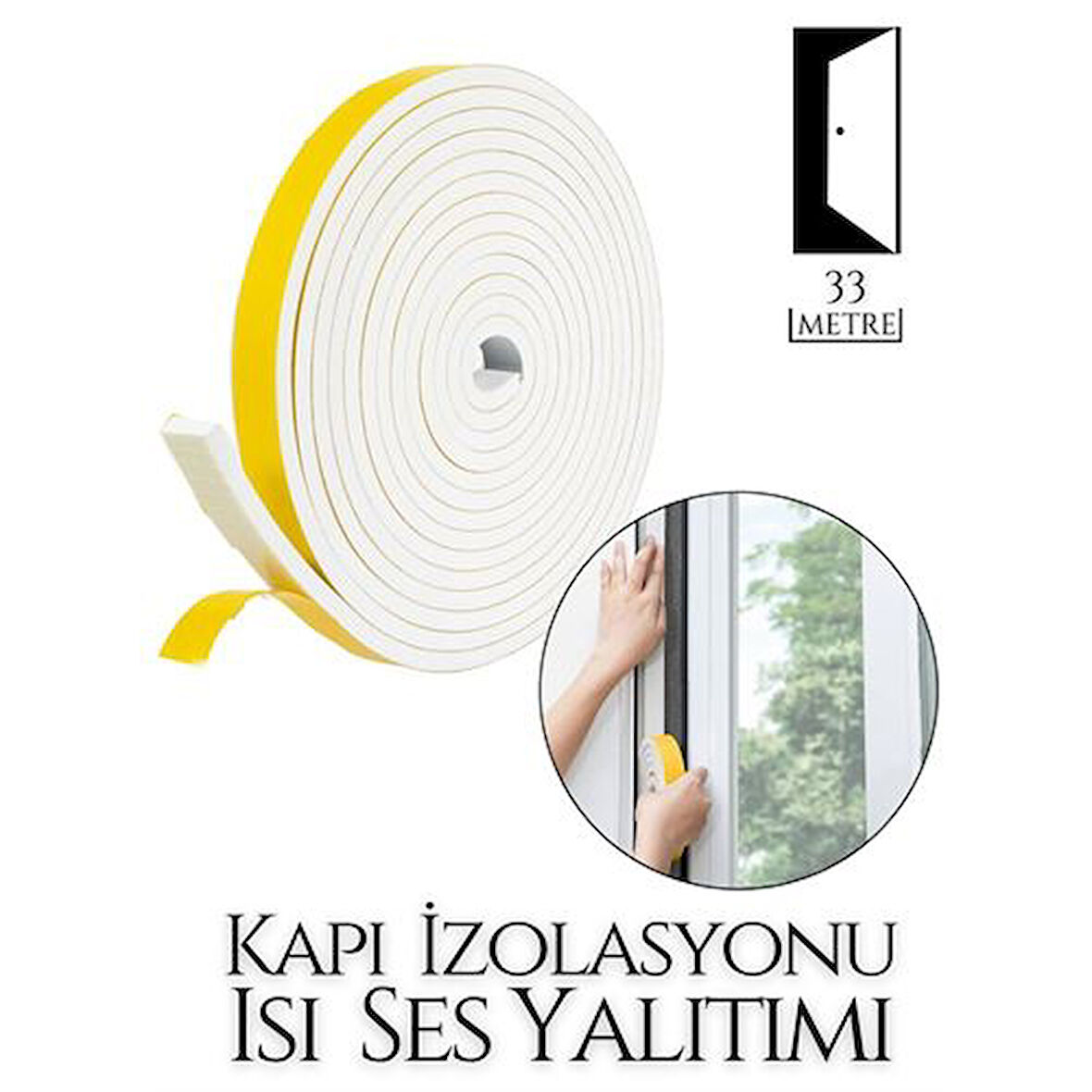  Kapı Ses Isı Yalıtım Sünger Bant 33 METRE