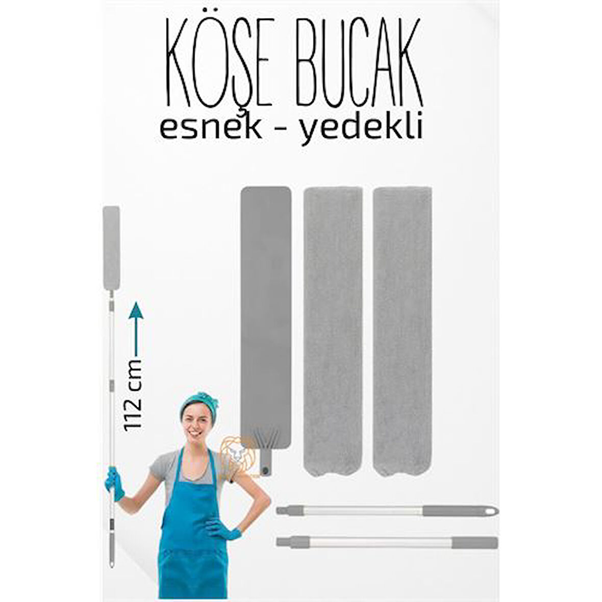  Esnek Köşe Bucak Temizlik Mopu 112 cm