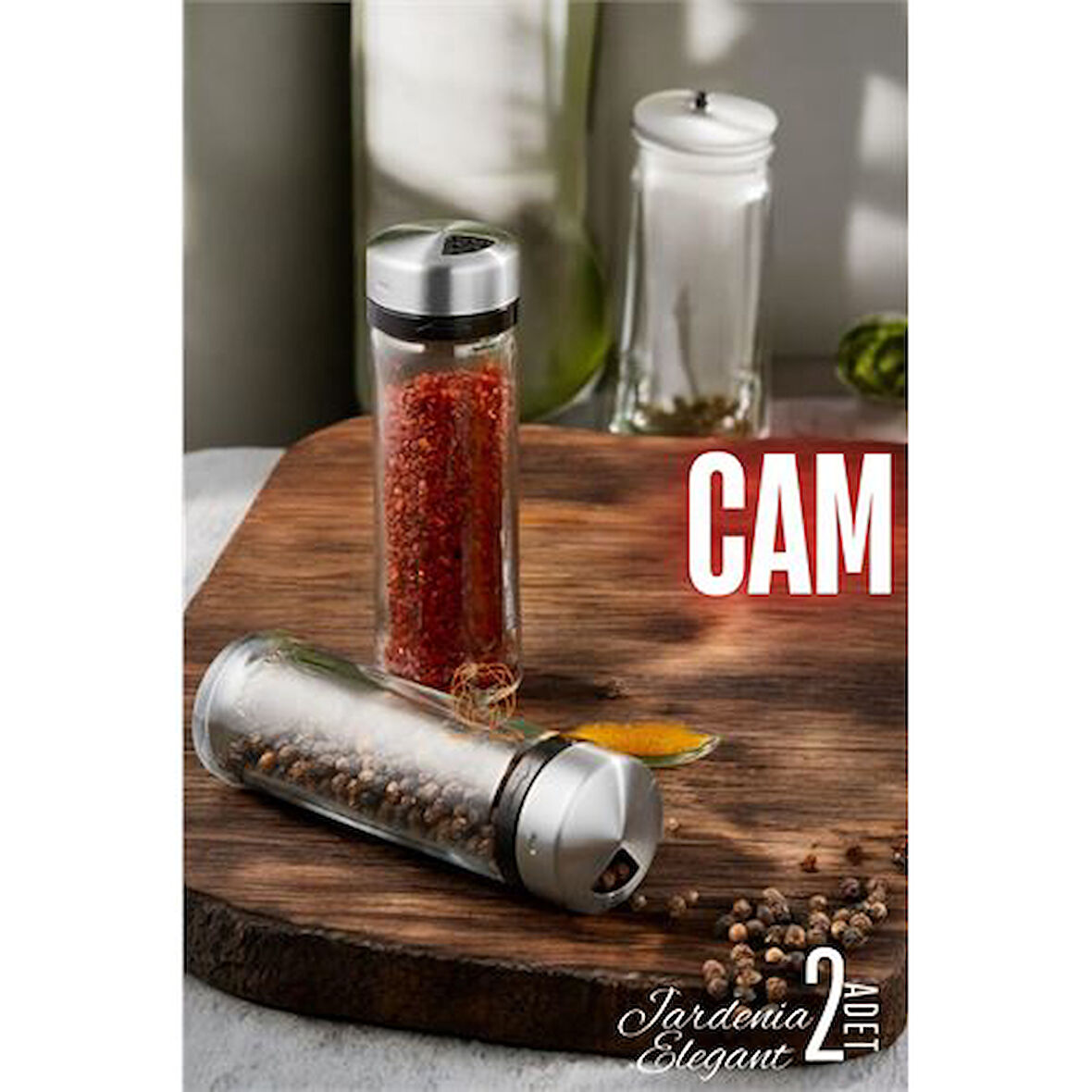  Cam Tuzluk Baharatlık 2 ADET Jardenia Elegant
