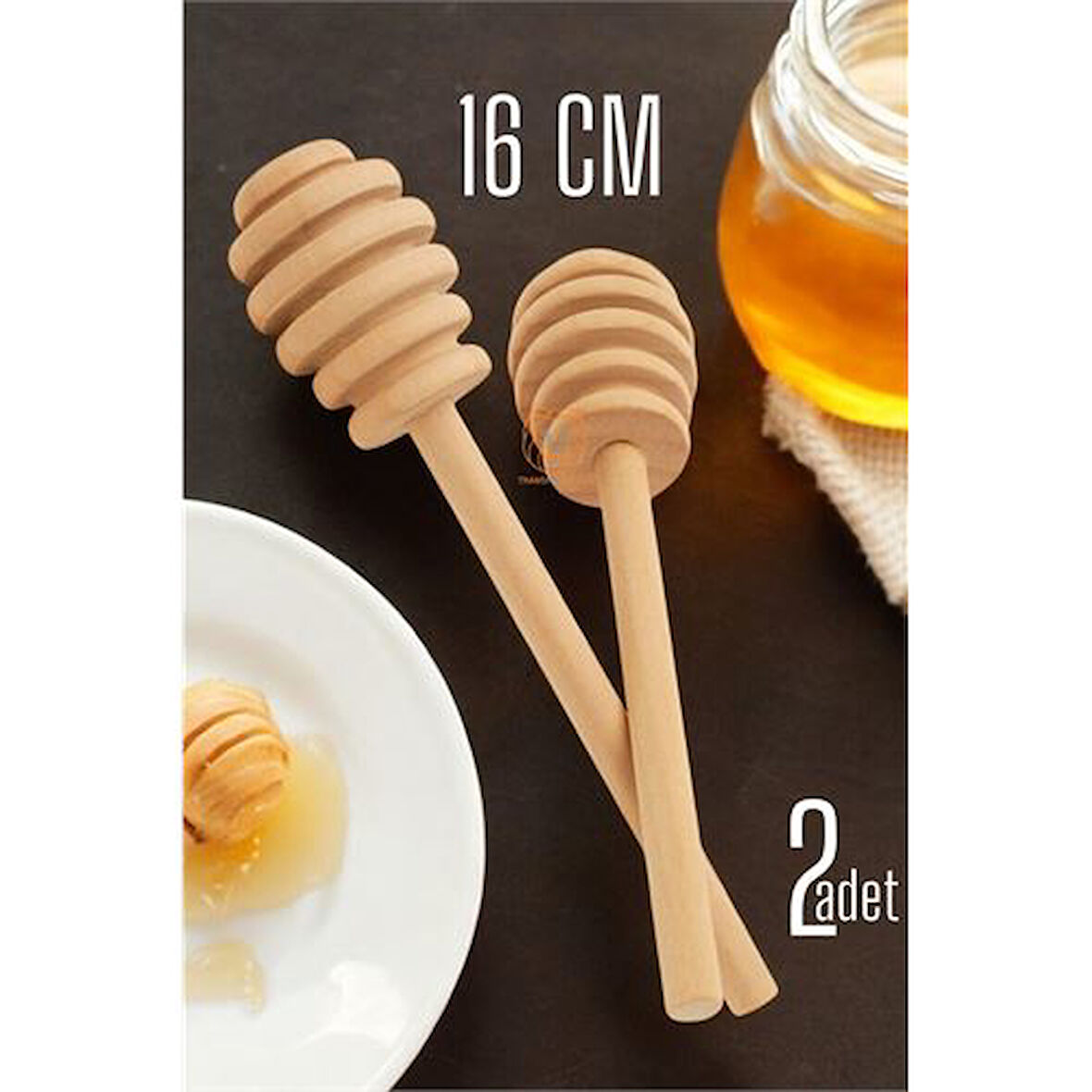  Bal Kaşığı Ahşap Uzun 16 CM Bal Damlatıcı Kaşık 2 ADET