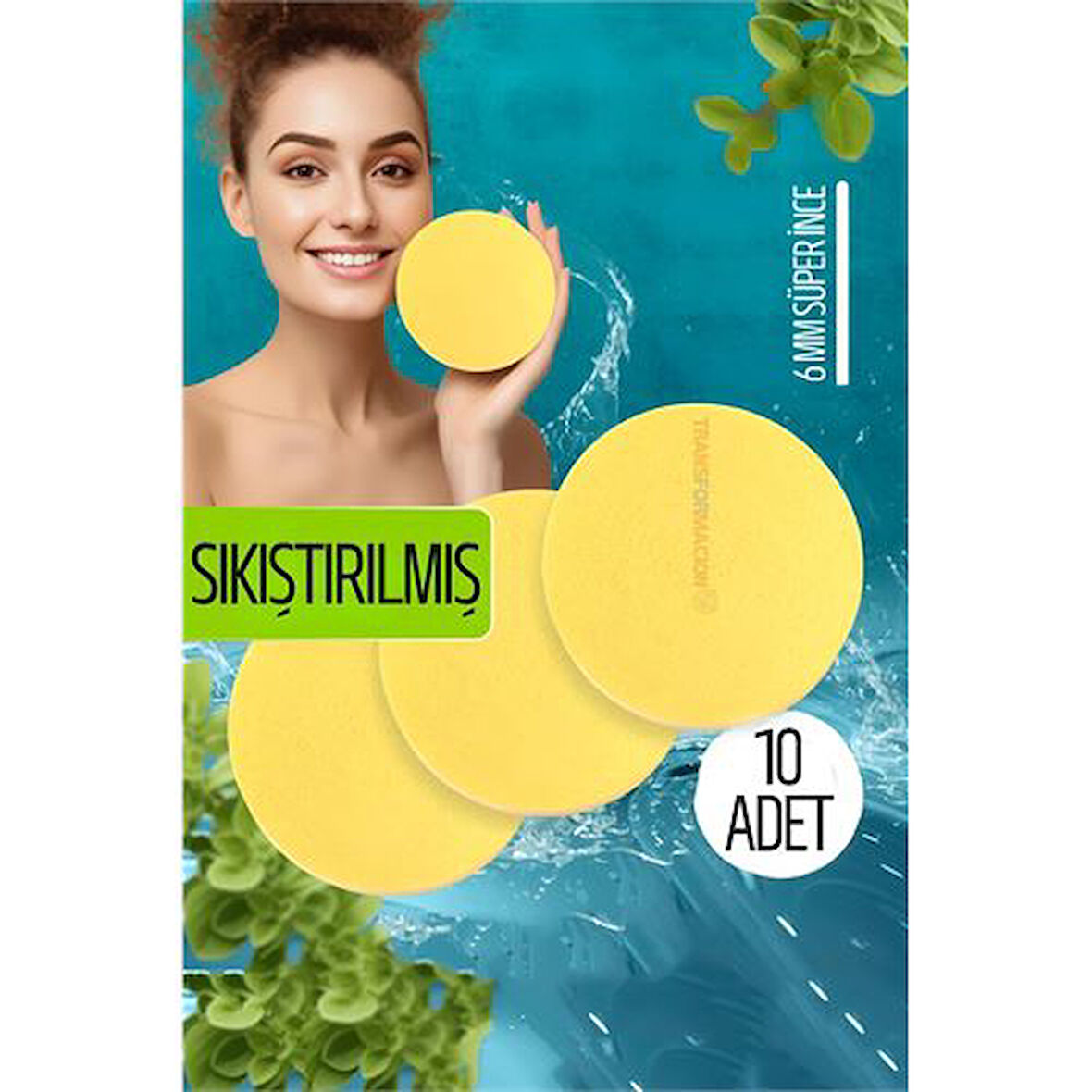 ModaCar Sıkıştırılmış Makyaj Temizlik Pedi Cilt Temizlik Süngeri Doğal Selülöz 10 ADET