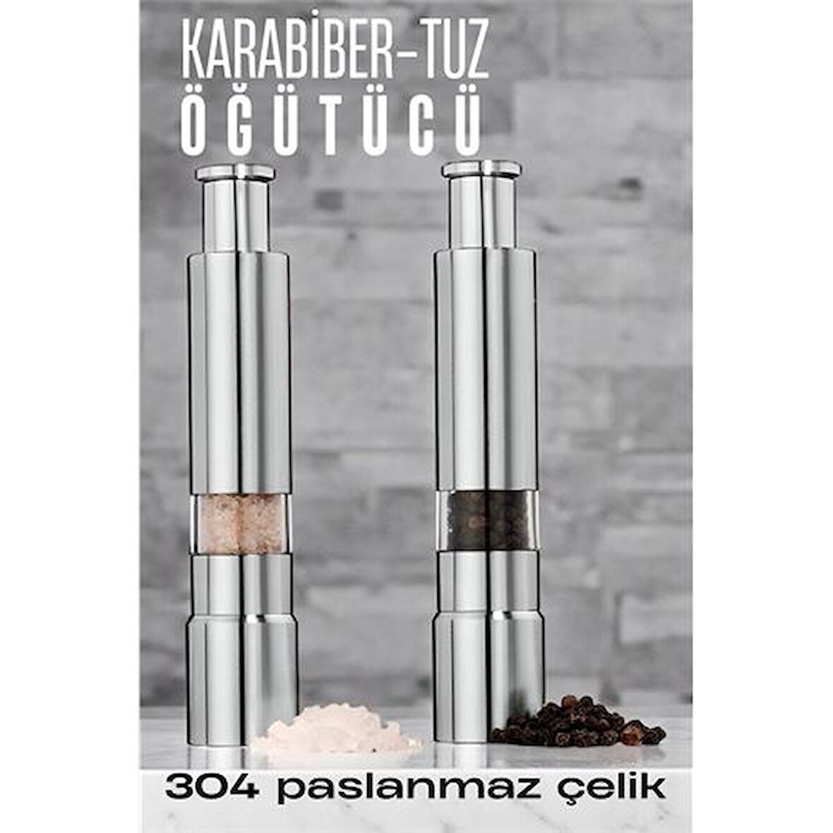 ModaCar 2'li Karabiber Tuz Öğütücü Profesyonel 304 Paslanmaz Çelik Manuel Baharat Değirmeni