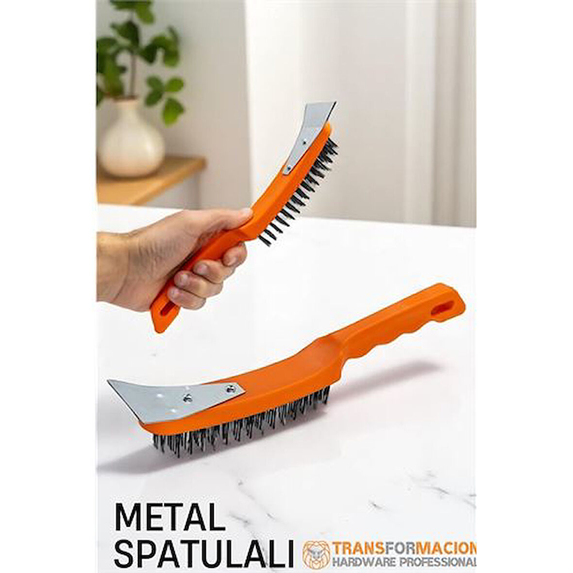 Modacar Metal Spatulalı Tel Fırça  - Kazıma Fırçası