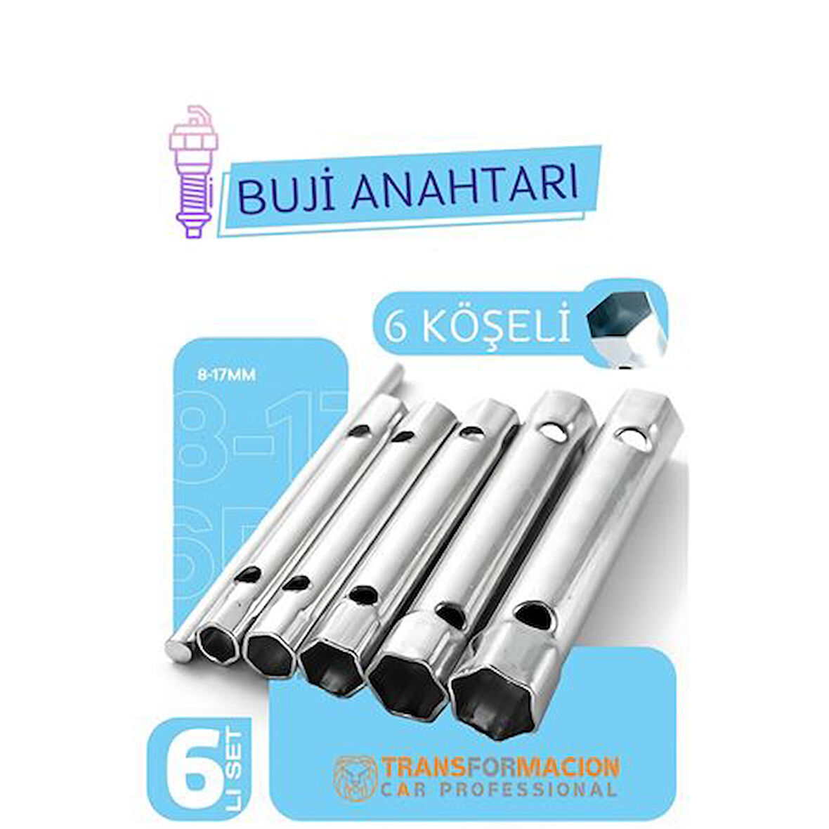 Modacar Buji Sökme Takma Anahtarı - Torklu 5 Ebat Buji Anahtarı