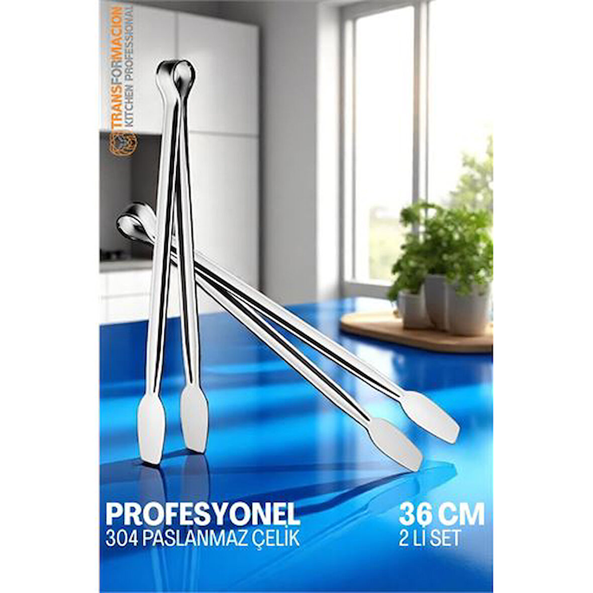 Modacar Mutfak Maşası - Mangal Barbekü Maşası - Izgara Maşası Tava Maşası Çelik 36 Cm