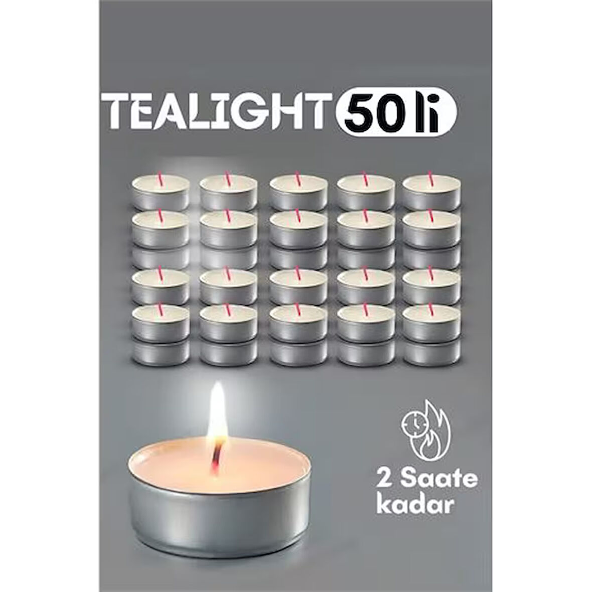 Modacar Tealight Mum 50 Adet - Kokusuz Dekoratif Mum