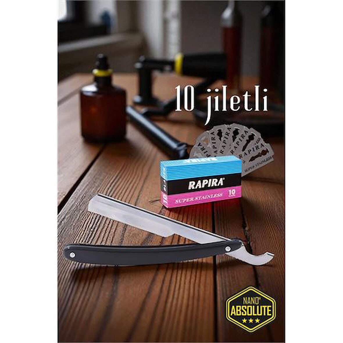 Modacar Berber Usturası - 10 Jiletli Türk Tipi Berber Tıraş Usturası