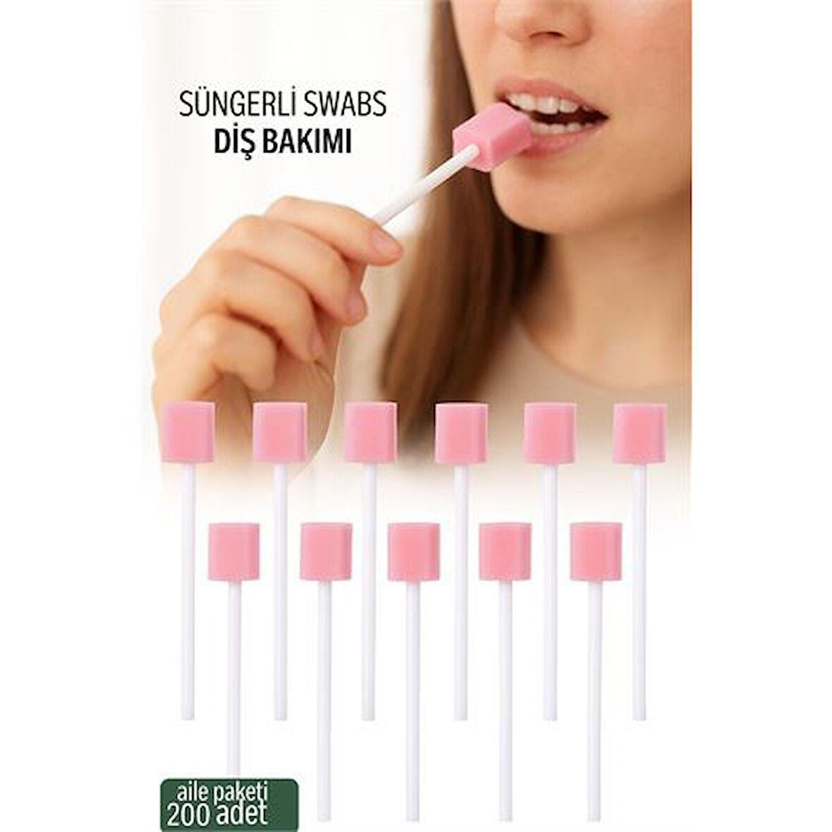 Modacar Süngerli Swab - Ağız ve Diş Bakım Çubuğu - 200 Adet Aile Paketi