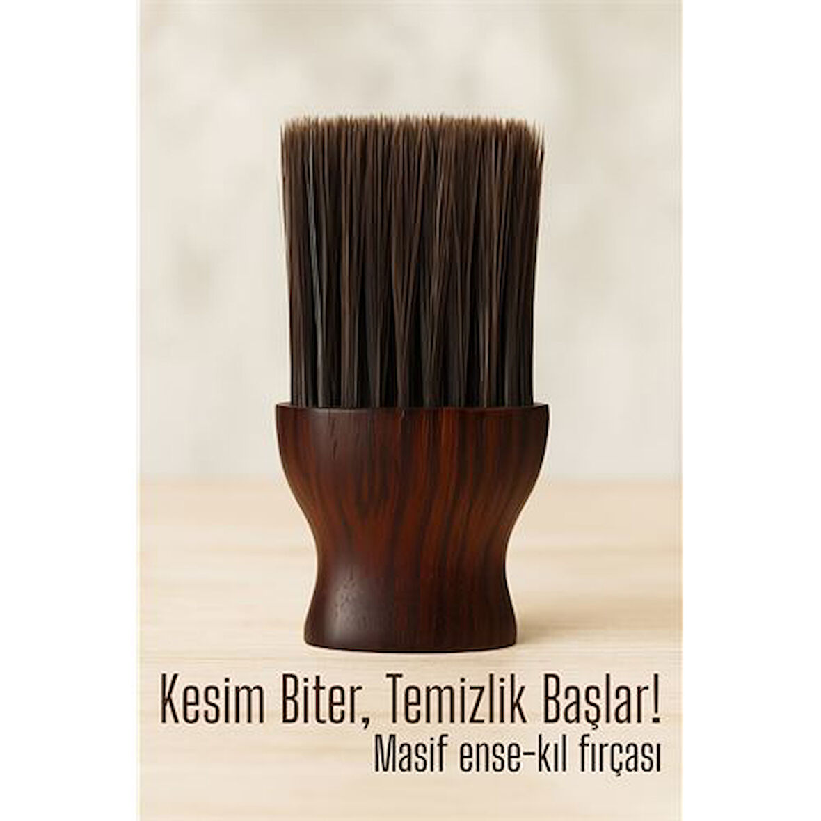 Modacar Berber Ense Fırçası Saç Temizleme Fırçası - Berber Temizlik Fırçası Masif Ahşap