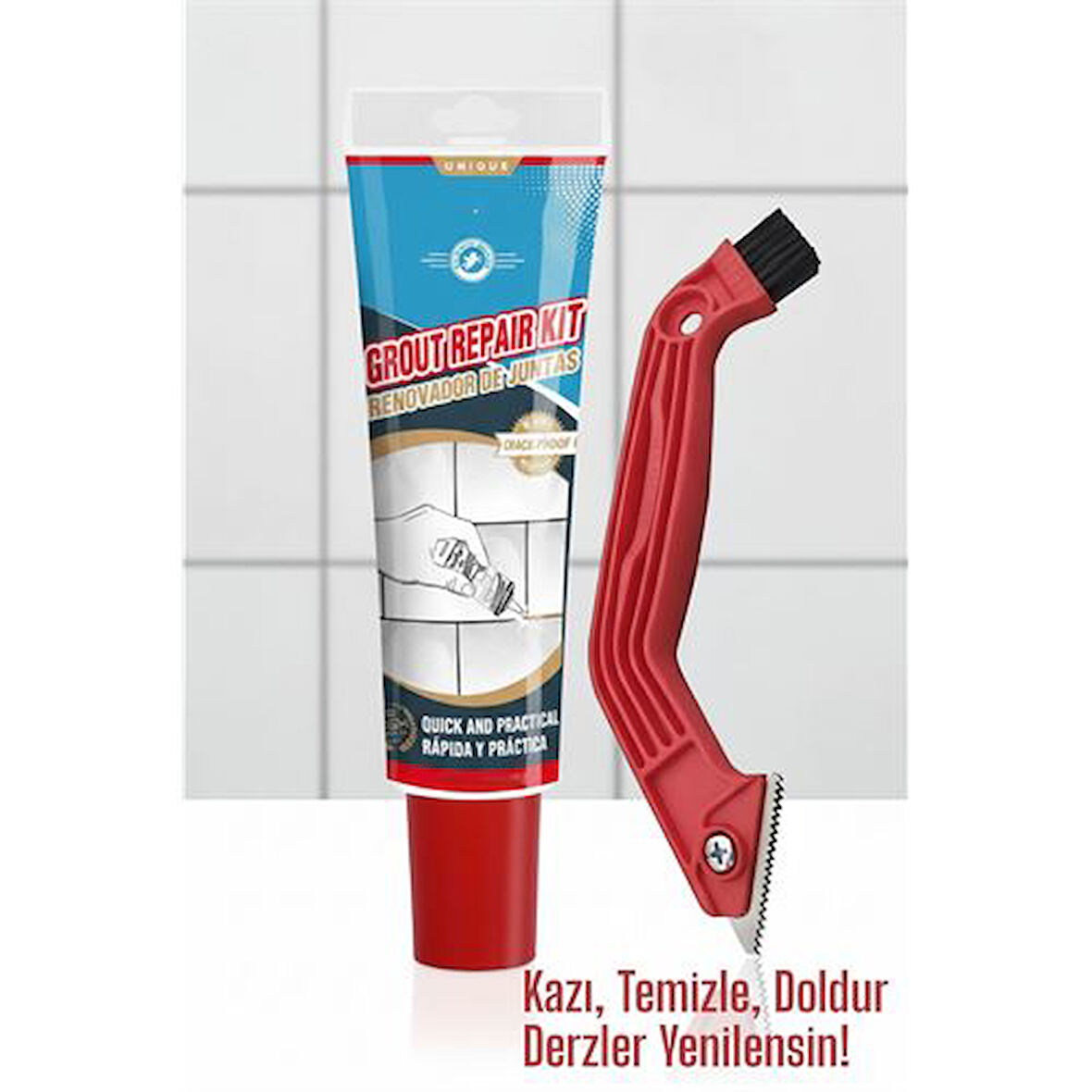 Modacar Derz Dolgu Macunu + Çelik Uçlu Derz Kazıyıcı Set | Fayans Arası Temizlik ve Yenileme Çözümü