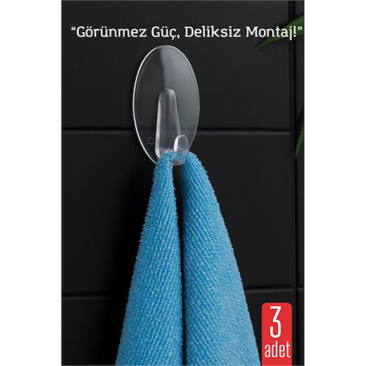 Modacar 3 lü Şeffaf Kendinden Yapışkanlı Duvar Askısı – 5.5 x 3.2 cm | İz Bırakmaz, Güçlü Tutuş