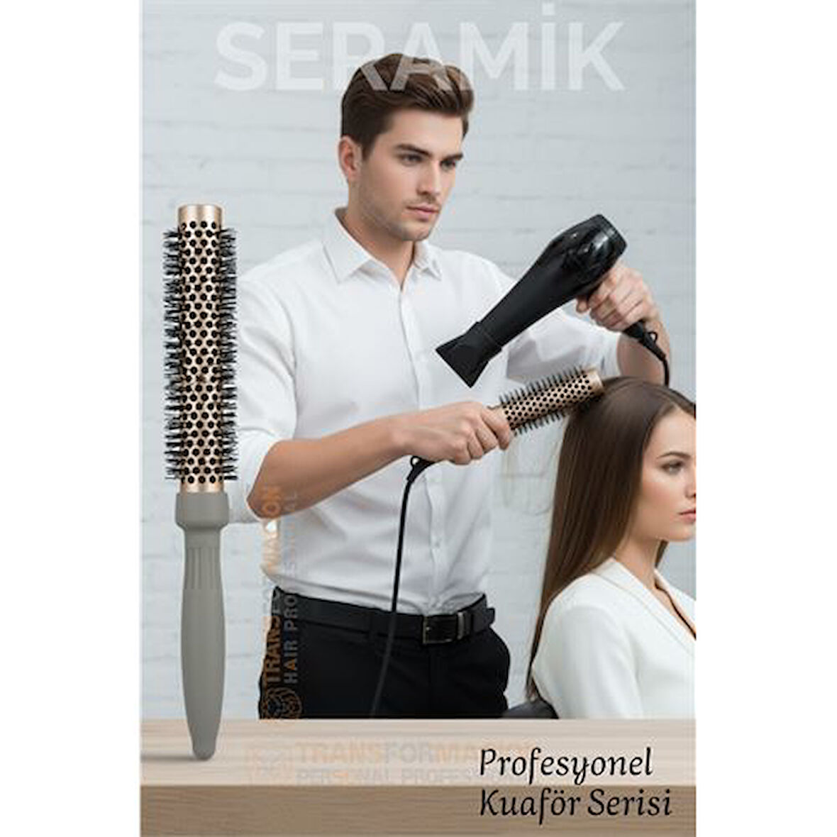 Profesyonel Kuaför 40 mm Ceramic Ionic Nano Fön Fırçası - 32 cm Uzunluk, Profesyonel Kuaför Serisi