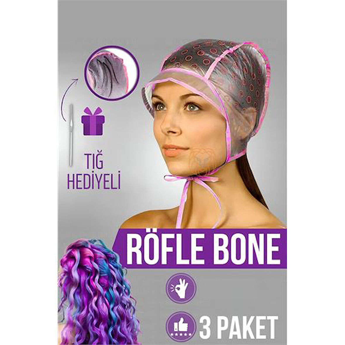 ModaCar Röfle Bonesi Tığlı 3 PAKET Saç Boya Bonesi