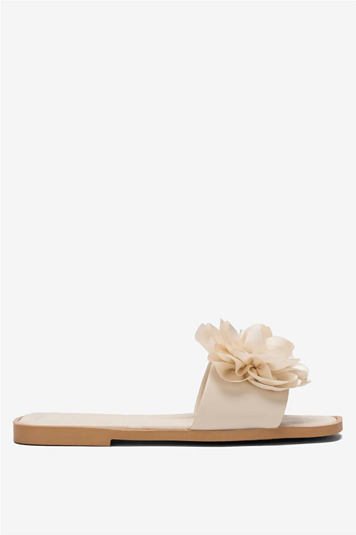 Kadın Gül Çicekli Hediyelik Bohçalık Çeyizlik Terlik KREM