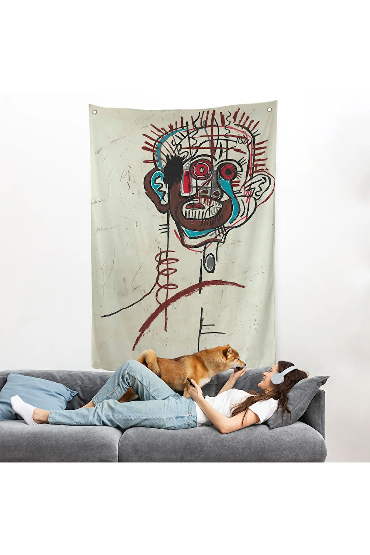 Jean-Michel Basquiat - İsimsiz Duvar Örtüsü - Untitled-7441