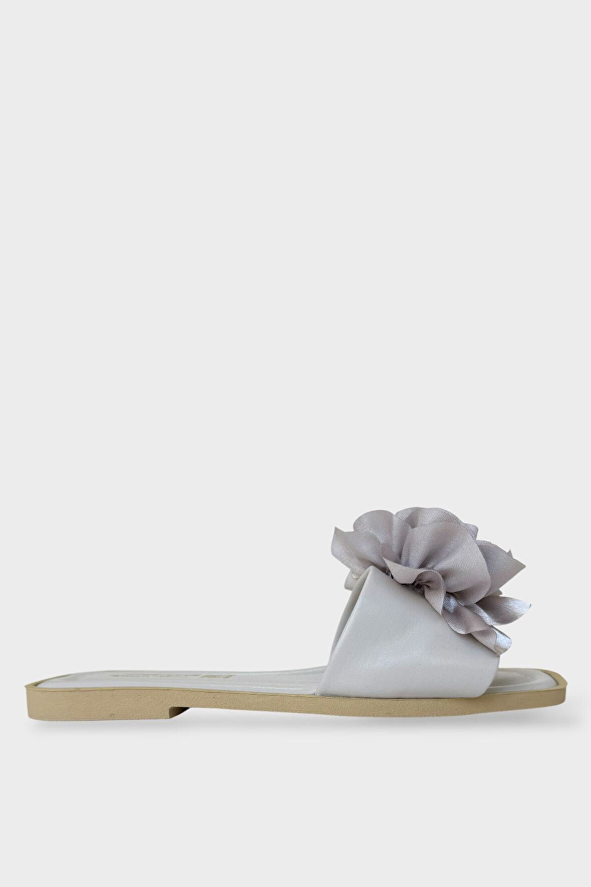 Kadın Gül Çicekli Hediyelik Bohçalık Çeyizlik Terlik GRİ