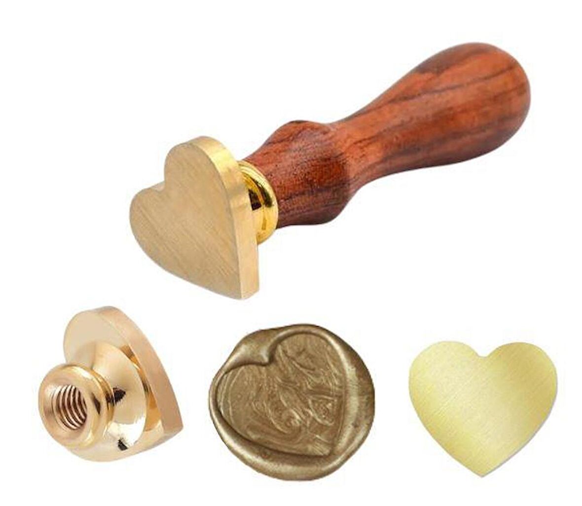 Boş Mum Mühür Pirinç Damga Başlığı Kalp Şekilli 25x22mm