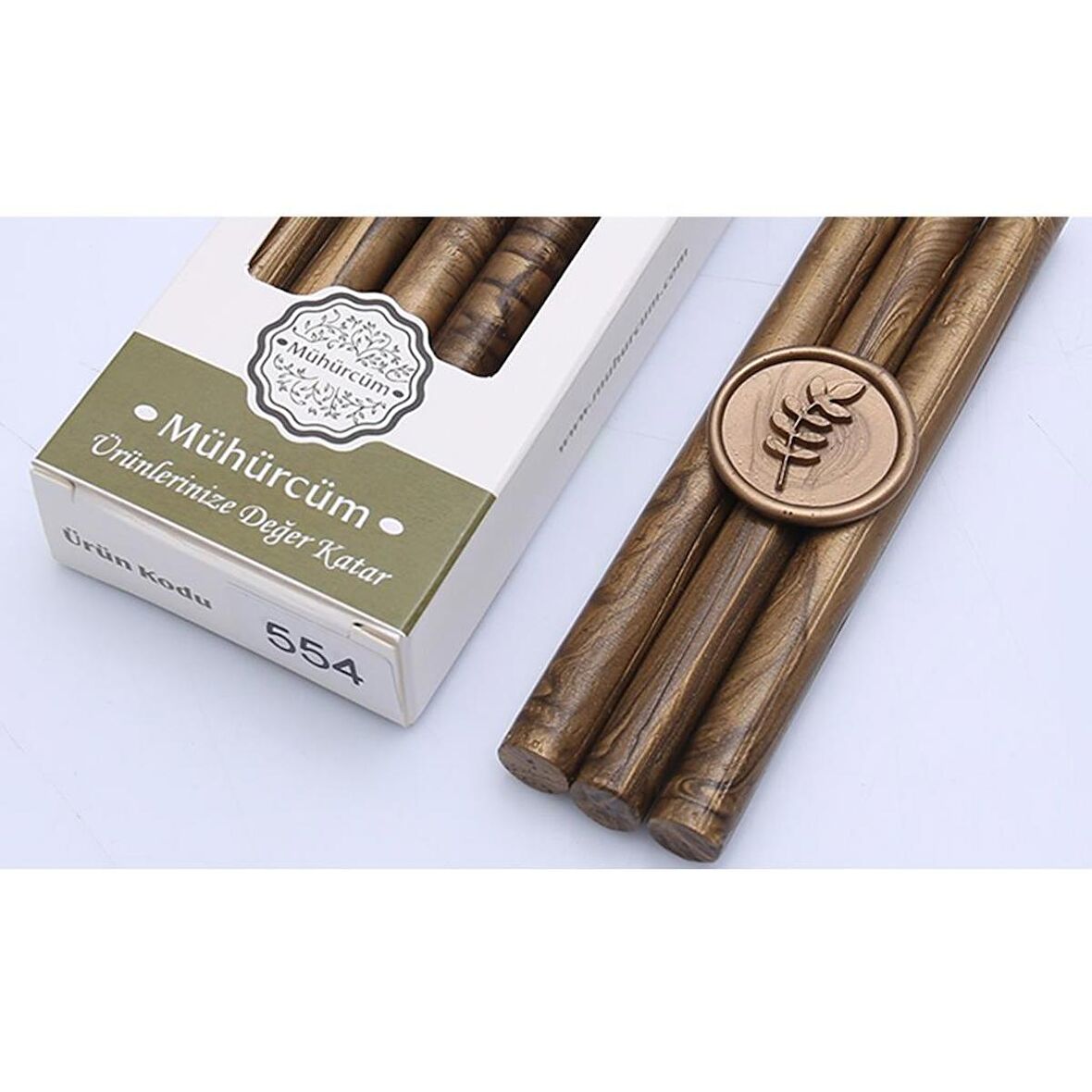 Mühür Mumu Çubuk 11mmx120mm 10lu Paket Model:554 SATEN BRONZ ALTIN 