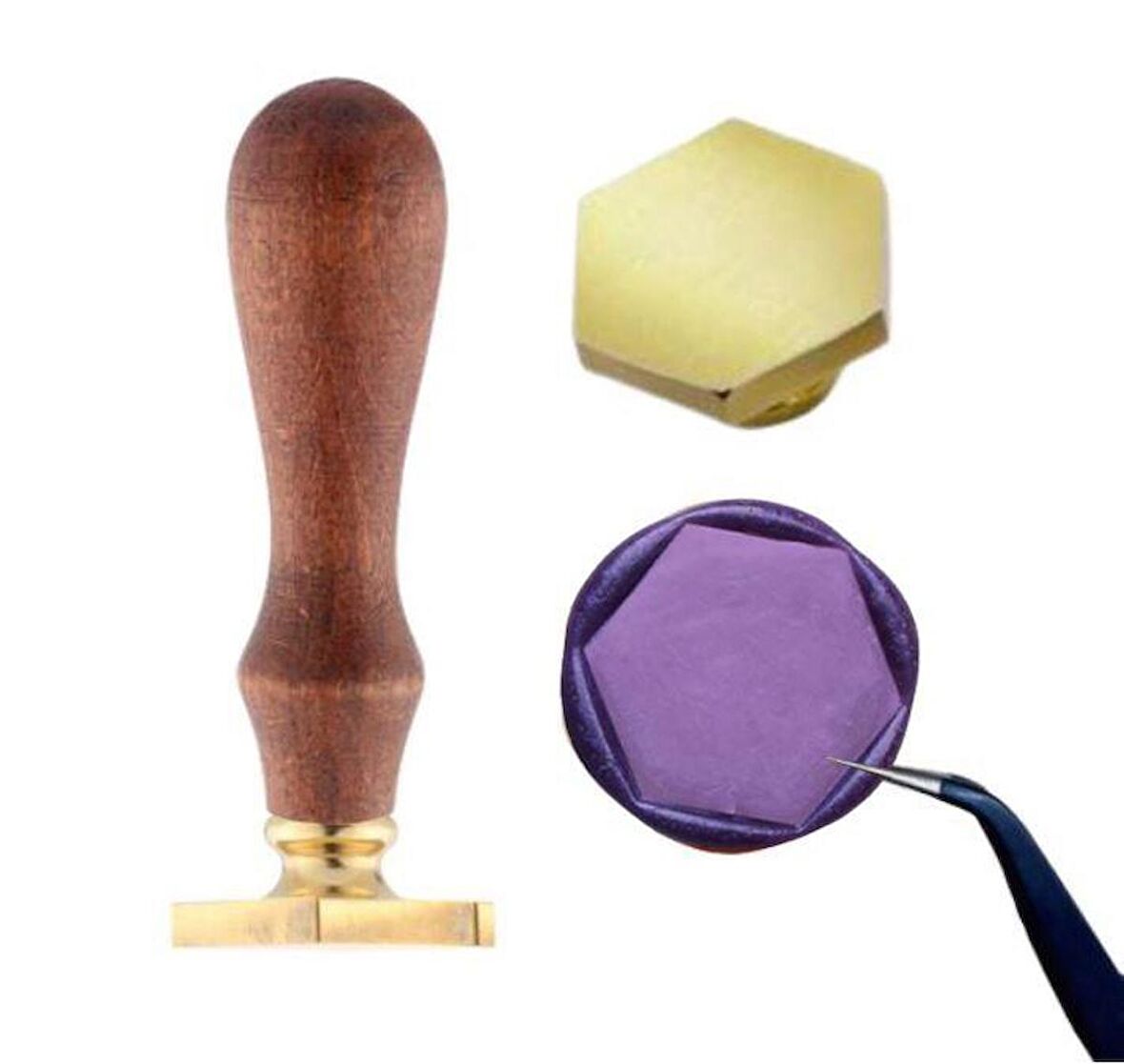 Boş Mum Mühür Pirinç Damga Kafası Petek Şekil 25x28.8mm Gold