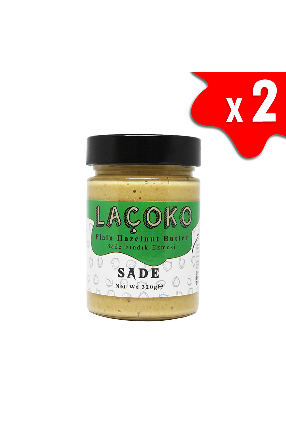 LAÇOKO 640 Gram Şekersiz, Katkısız, Glutensiz, Vegan, Doğal Sade Fındık Ezmesi (640 Gram)