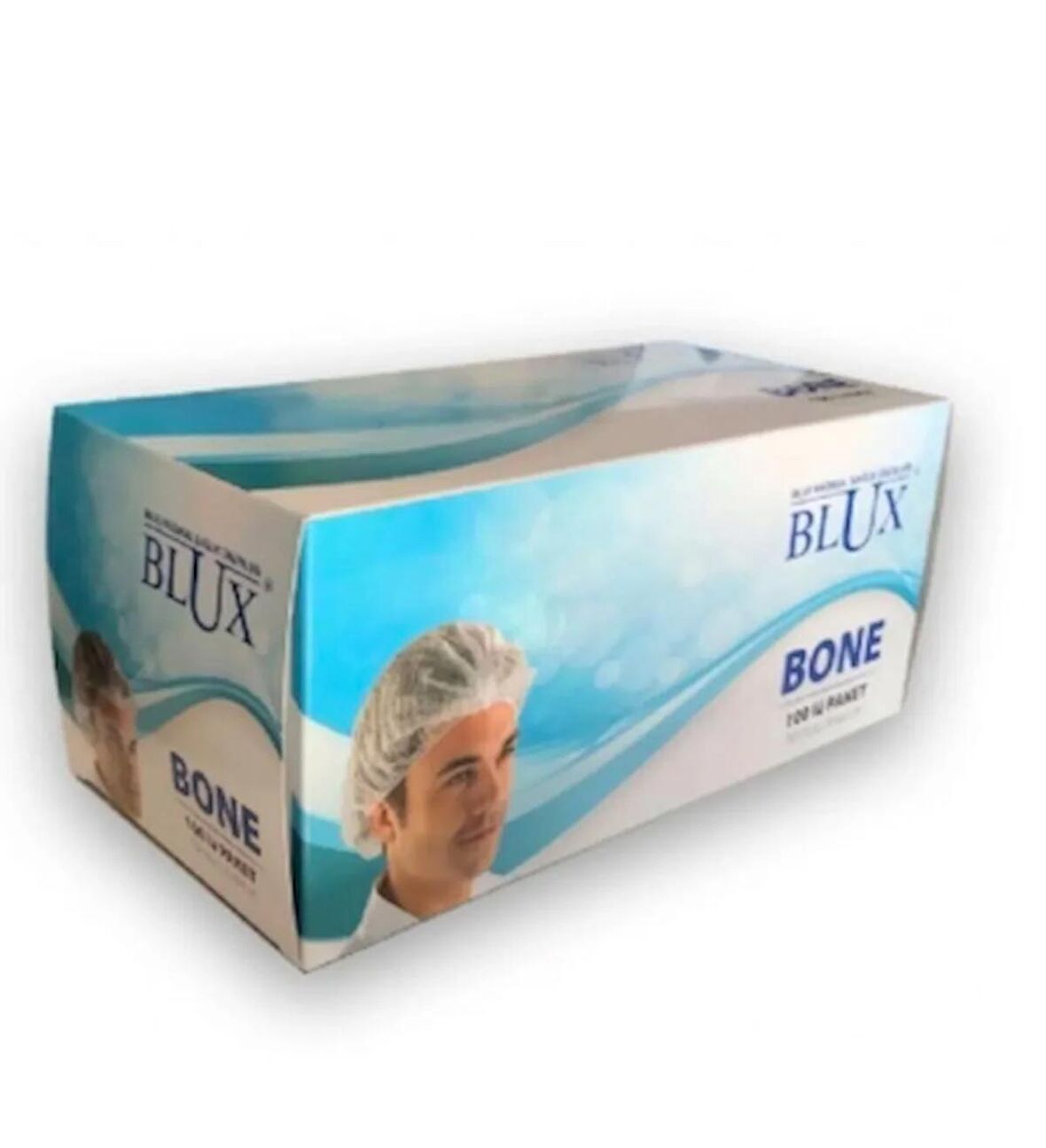 BLUX 100 ADET TEK KULLANIMLIK 42 CM BEYAZ TEK LASTİK BONE