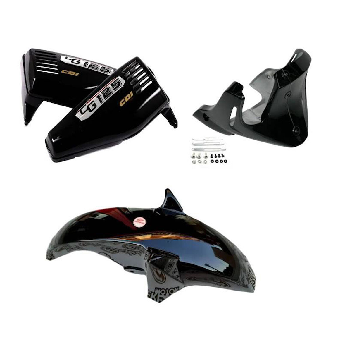 Cg Siyah Üçlü Set (Sakal-Çamurluk-Yankapak)