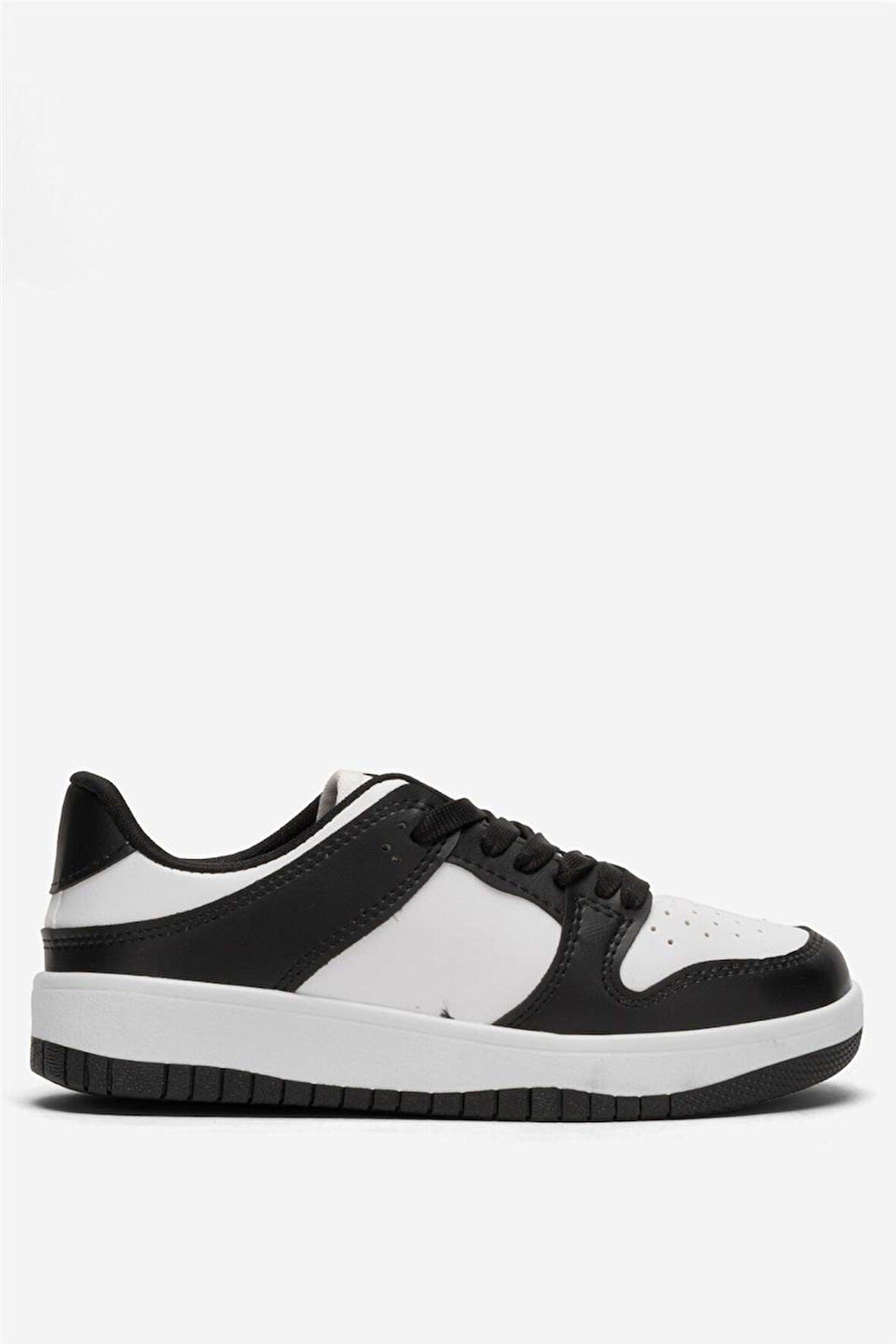 Unisex Bağcıklı Spor Sneaker Ayakkabı BEYAZ - SİYAH