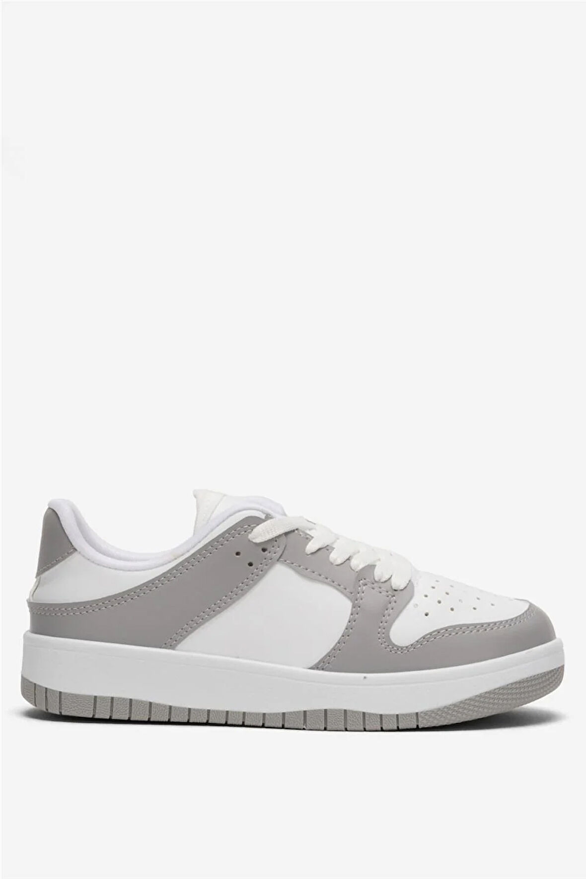Unisex Bağcıklı Spor Sneaker Ayakkabı BEYAZ - GRİ