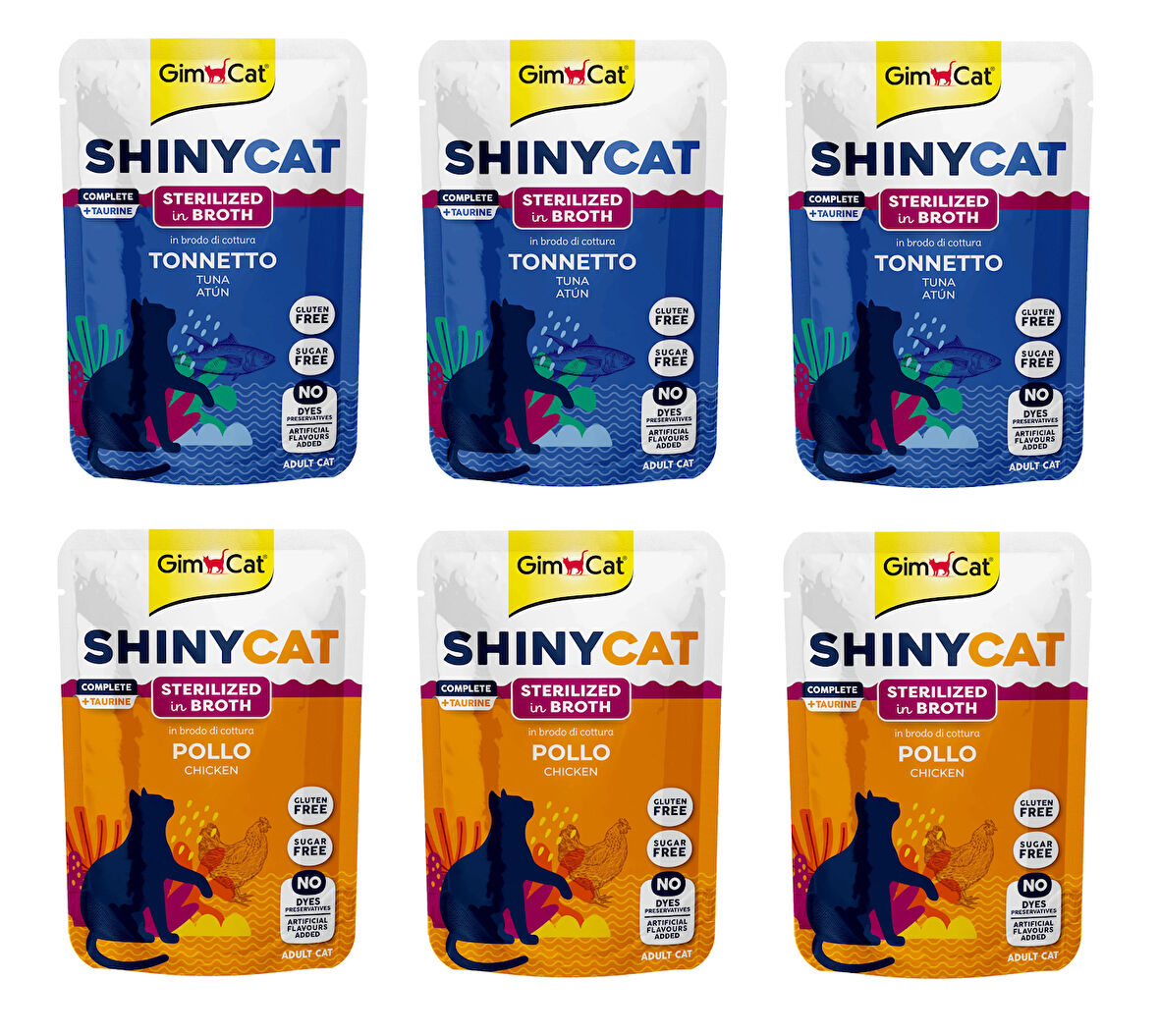 Gimcat Shinycat Pouch 2 Çeşit Karma Kısırlaştırılmış Kedi Yaş Mama 70 Gr. X 6 Adet