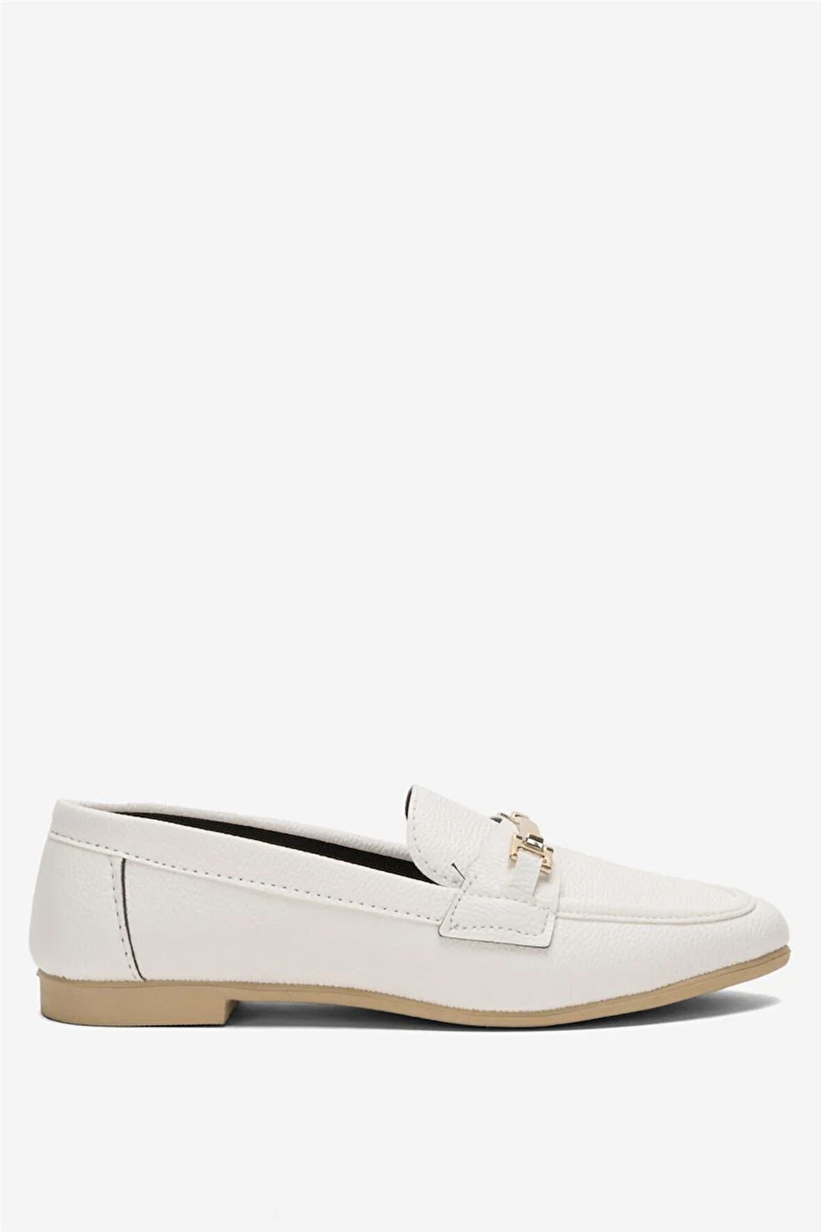 Kadın Babet Toka Detaylı Şık Rahat Günlük Ayakkabı BEYAZ