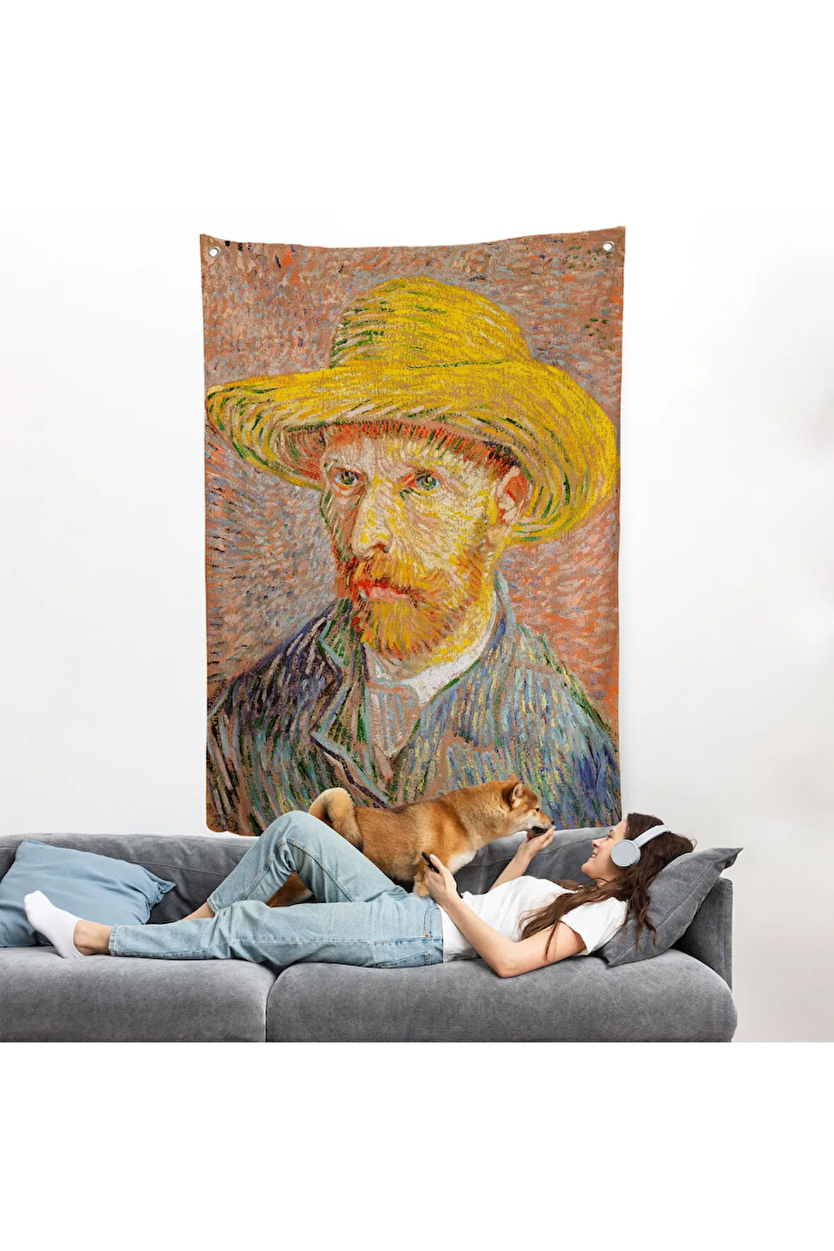 Vincent van Gogh - Hasır Şapkalı Otoportre Duvar Örtüsü-7449