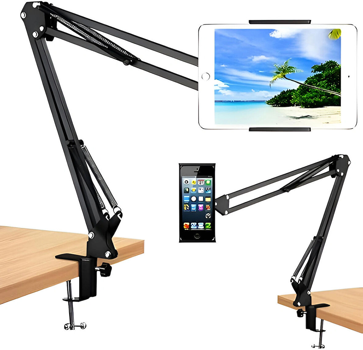 Anaway Shopping Masa Tablet Telefon Tutucu 6"- 11"  Esnek Uzun Kollu 360 Derece Dönebilen Hareketli Masa Tablet Telefon Tutacağı Multi Fonksiyonel Kıskaçlı Mandanlı Kolay Kurulum Sıra Masa Dolap ve Tezgahlarda Kullanım