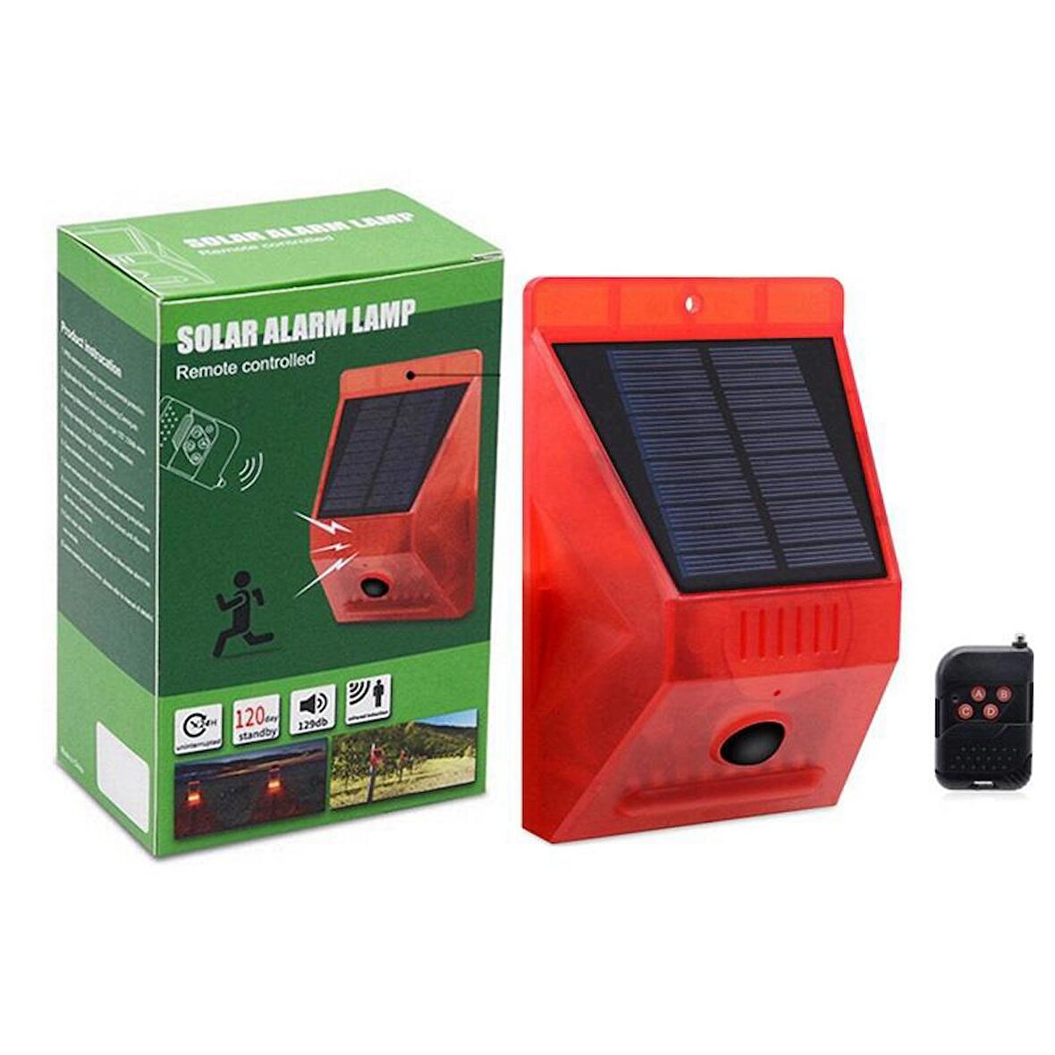 UpWay Güneş Enerjili Solar Sesli Alarm Sistemi 129 dB Sesli PIR Hareket Sensörlü Kumandalı