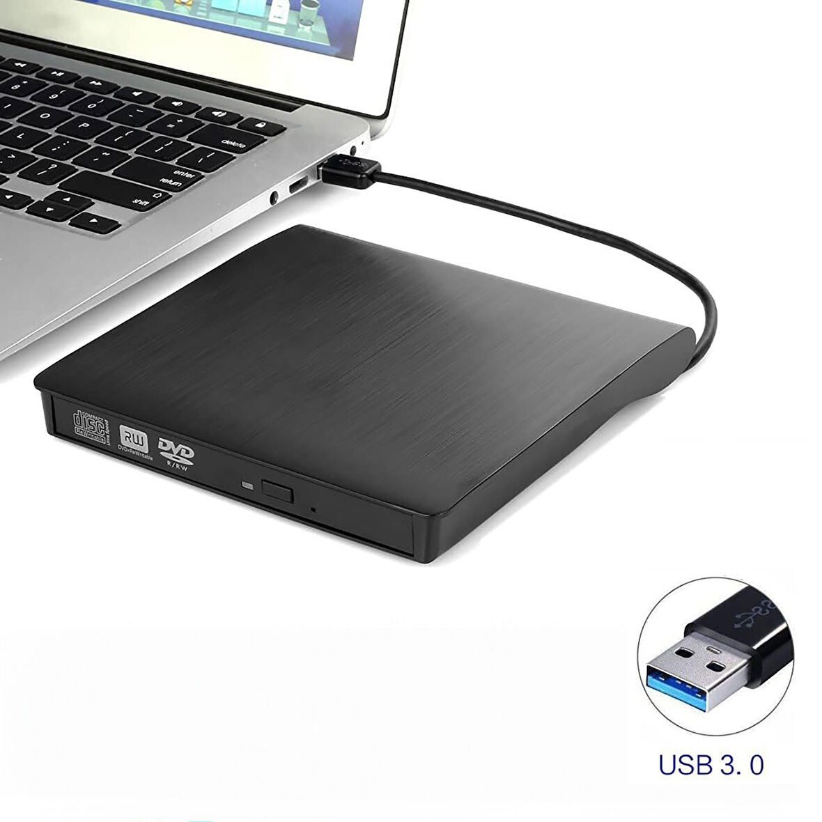 HyMark USB 3.0 Taşınabilir CD DVD Yazıcı Okuyucu Windows Mac Dizüstü Masaüstü Bilgisayar