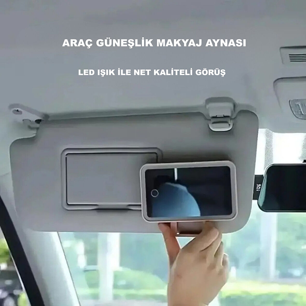 HyMark Araç İçi Dokunmatik Led Işıklı 3 Modlu Makyaj Aynası Kısılabilir Şarjlı Pilli Klipsli Güneşlik Aynası