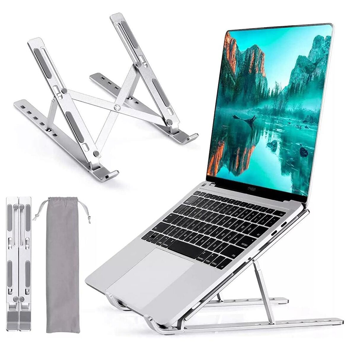 UpWay 6 Ayarlanabilir Kademeli Masaüstü Alüminyum Ergonomik Kaydırmaz Macbook Notebook Standı